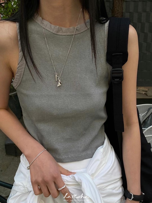 拼接滾邊寬肩背心